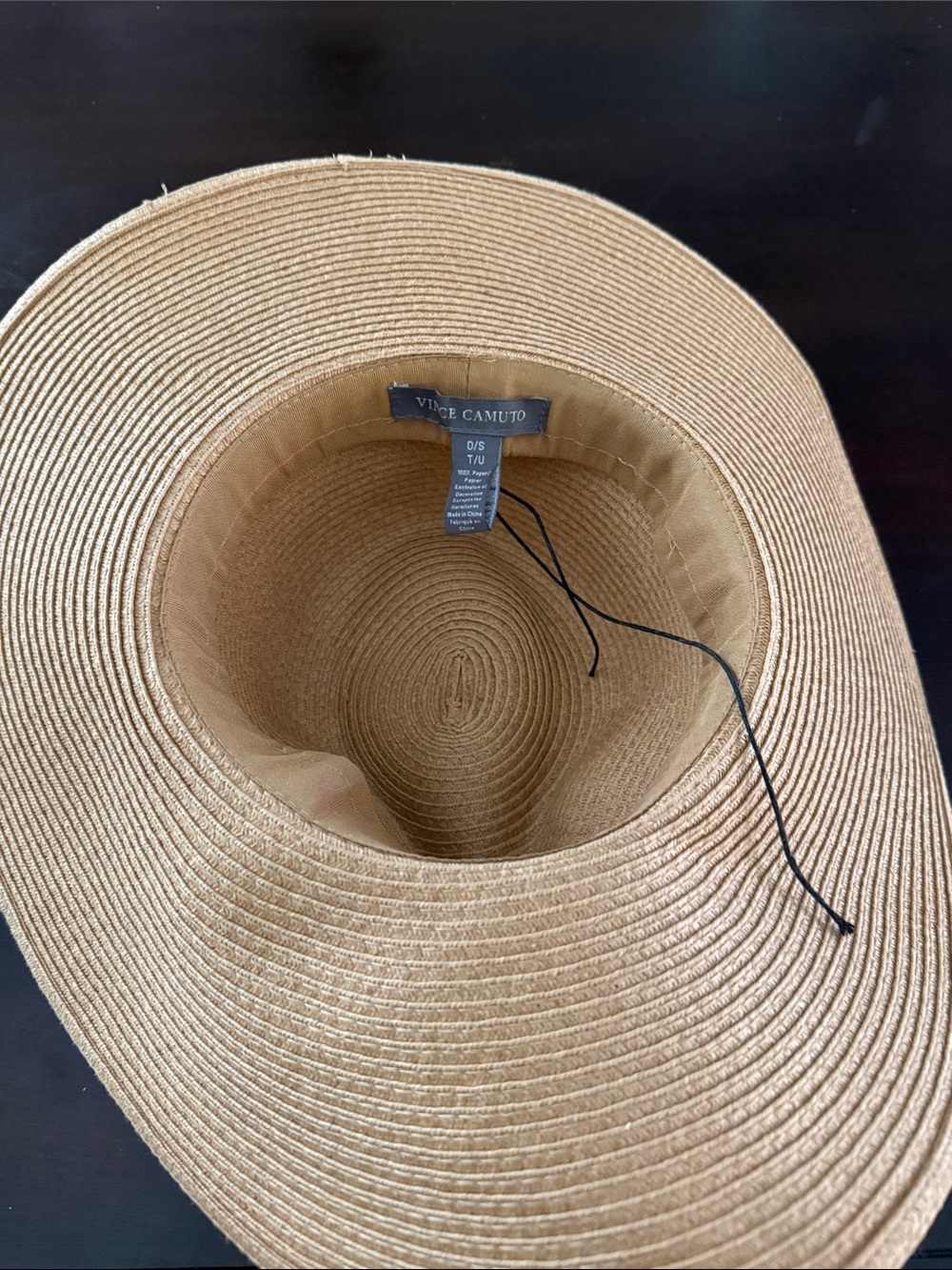 Vince Camuto Wide Brim Straw Sun Hat with Black Band - Picture 3 of 3